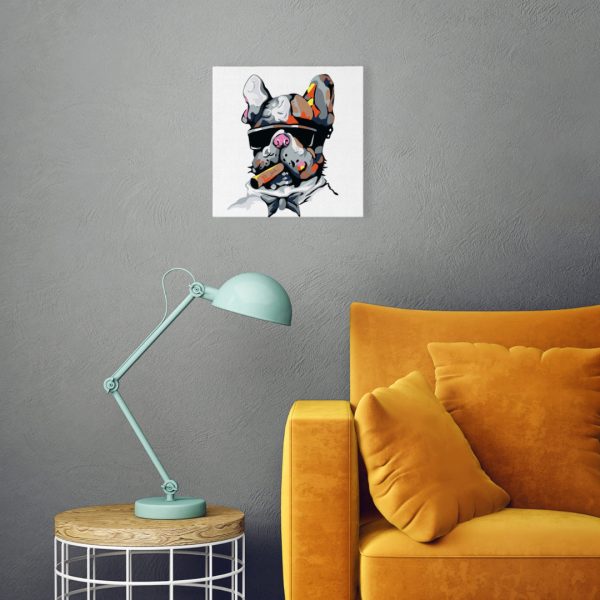 Mini Paint by numbers 8 x8  framed - Dog Businessman For Cheap - Image 2