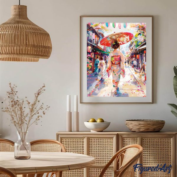 Diamond Painting - Yukata Girl on Festive Street Online Sale - Image 3