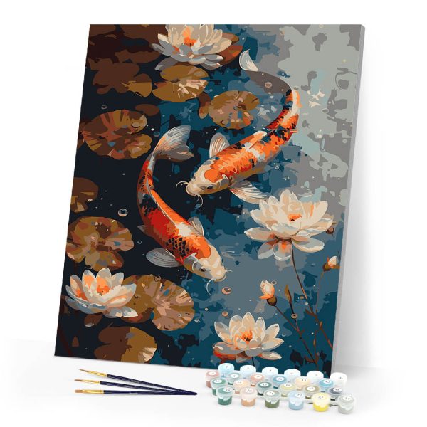 Vintage Koi Carps and Flowers Online Sale