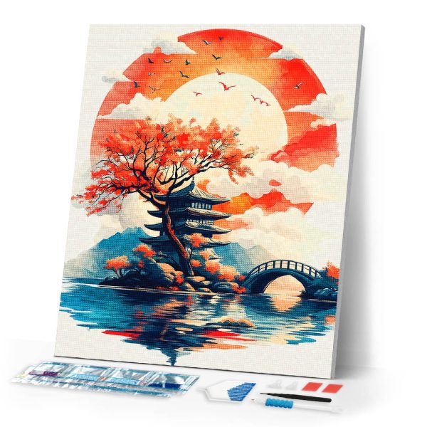 Diamond Painting - Pagoda Under the Rising Sun on Sale