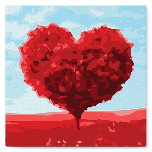 Mini Paint by numbers 8 x8  framed - Tree with Heart Shape Sale