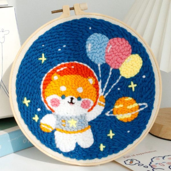 Punch Needle Kit - Cosmonaut Dog with Balloons on Sale