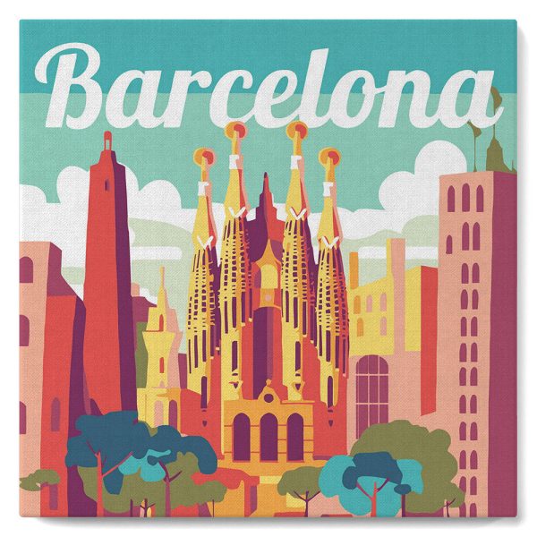 Mini Paint by numbers 8 x8  framed - Travel Poster Barcelona Supply