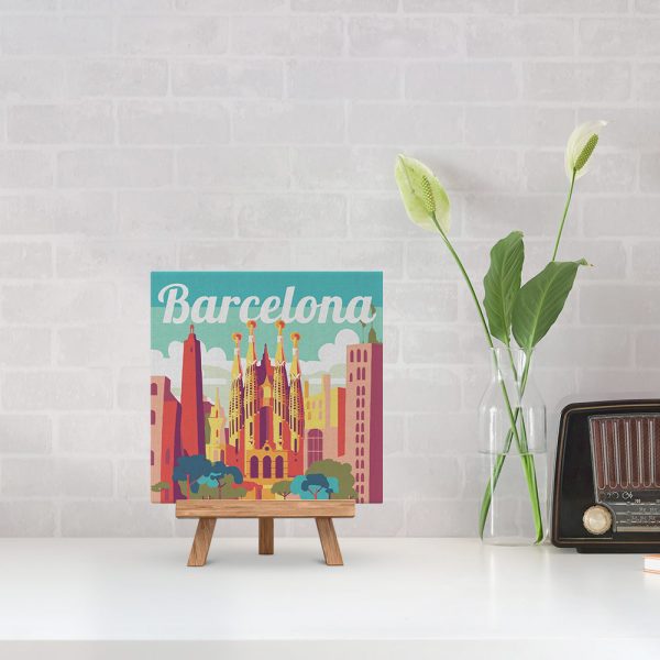 Mini Paint by numbers 8 x8  framed - Travel Poster Barcelona Supply - Image 2