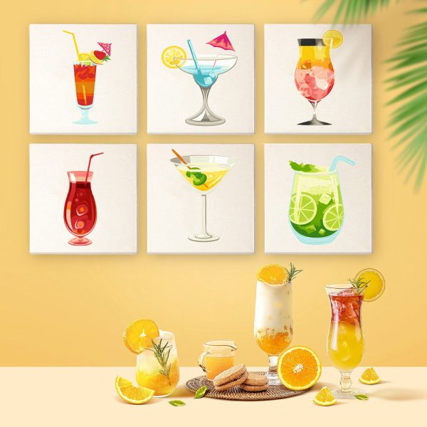 Mini Paint by numbers 6 x6  (6 pieces) - Cocktail Wall Art Series Online - Image 3