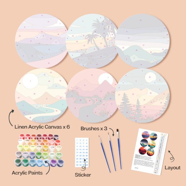 Paint by numbers 8  Placemats (6 pieces) - Nature Vista For Sale - Image 4