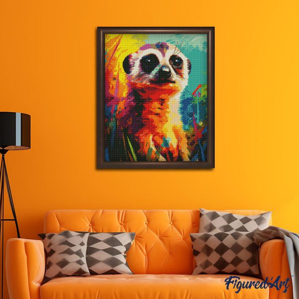 Diamond Painting - Colorful Abstract Meerkat Cheap - Image 3