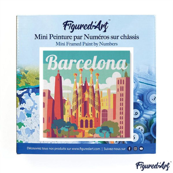 Mini Paint by numbers 8 x8  framed - Travel Poster Barcelona Supply - Image 3