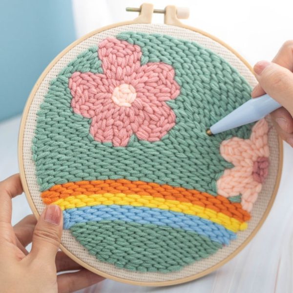 Punch Needle Kit - Flowers over a Rainbow Sale