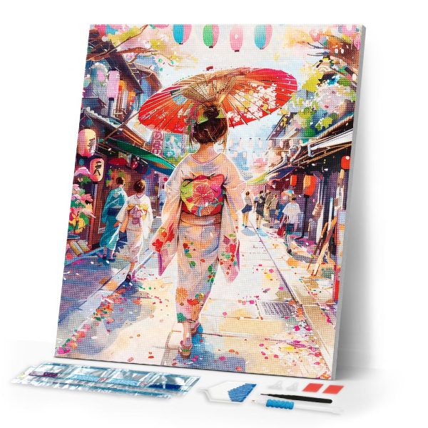 Diamond Painting - Yukata Girl on Festive Street Online Sale