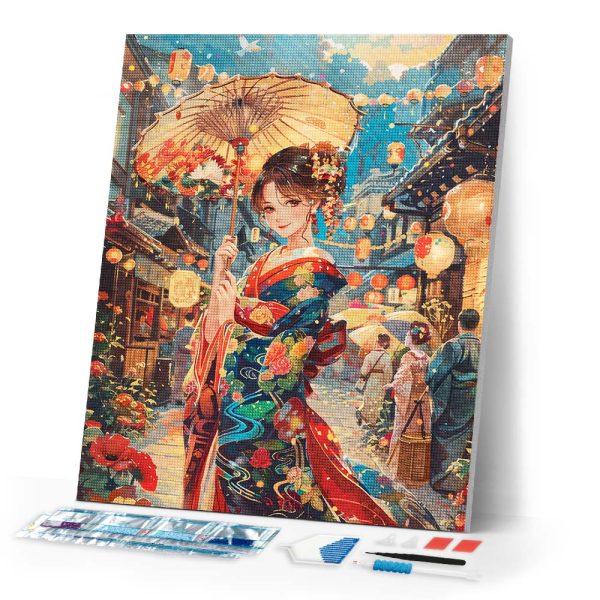 Diamond Painting - Kimono Girl at Lantern Festival For Cheap