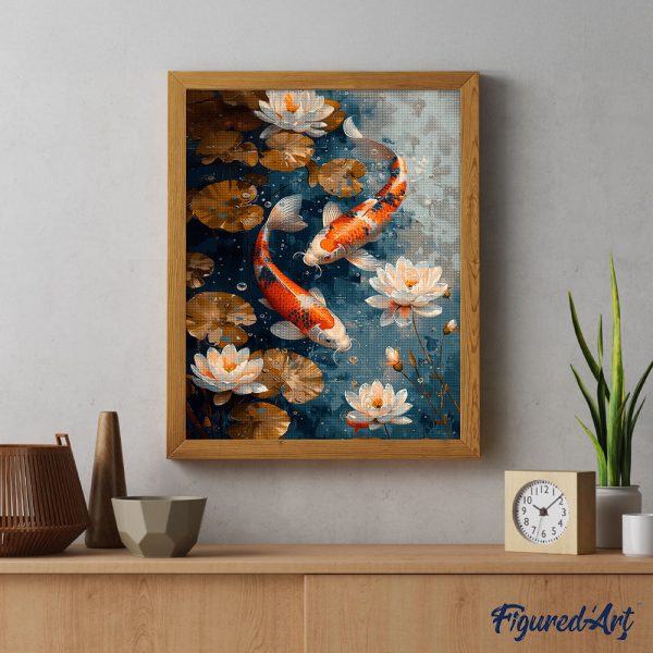 Diamond Painting - Vintage Koi Carps and Flowers Online Hot Sale - Image 3