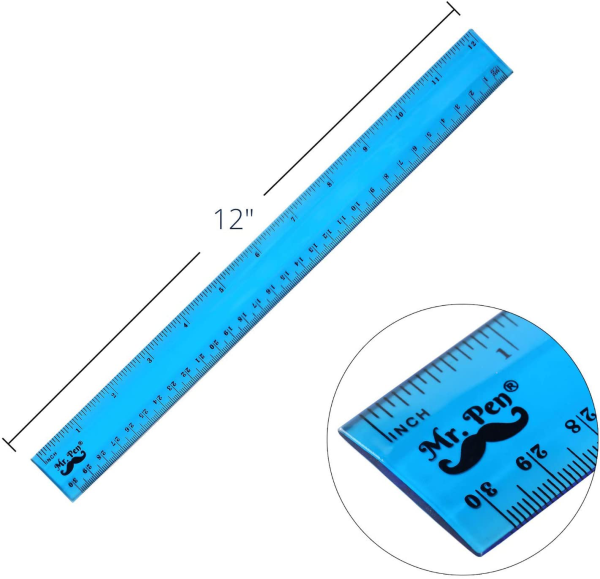 Mr. Pen- Rulers, Rulers 12 Inch, 6 Pack, Assorted Colors, Kids Ruler for School, Rulers for Kids, Ruler with Centimeters and Inches, Plastic Rulers, Kids Ruler, School Ruler, Standard Ruler, Clear Discount - Image 4