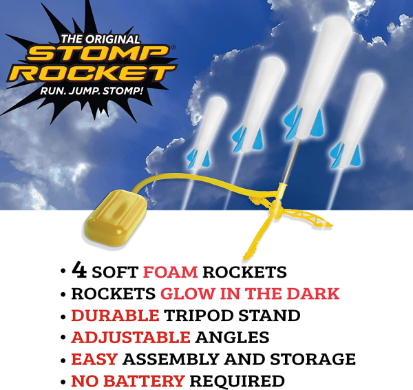 Stomp Rocket The Original Jr. Glow Rocket Launcher, 4 Foam Rockets and Toy Air Rocket Launcher - Glows in The Dark, STEM Gift for Boys and Girls Ages 3 Years and Up - Great for Year Round Play Online Sale - Image 4