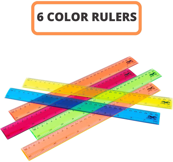Mr. Pen- Rulers, Rulers 12 Inch, 6 Pack, Assorted Colors, Kids Ruler for School, Rulers for Kids, Ruler with Centimeters and Inches, Plastic Rulers, Kids Ruler, School Ruler, Standard Ruler, Clear Discount - Image 3