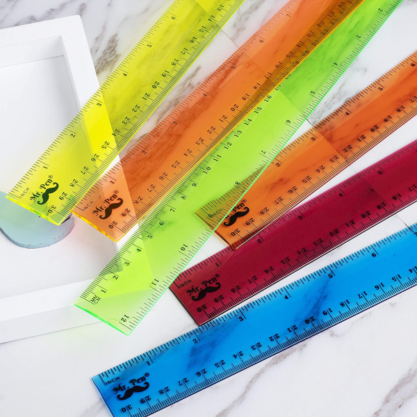 Mr. Pen- Rulers, Rulers 12 Inch, 6 Pack, Assorted Colors, Kids Ruler for School, Rulers for Kids, Ruler with Centimeters and Inches, Plastic Rulers, Kids Ruler, School Ruler, Standard Ruler, Clear Discount - Image 5