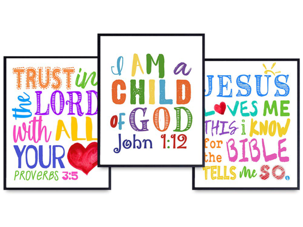 Jesus Loves Me - Trust in the Lord With All Your Heart - Child of God Wall Decor - Religious Scripture Wall Decor - Catholic Christian Gifts for Women, Kids, Pastor, Minister - Bible Verse Wall Art Online