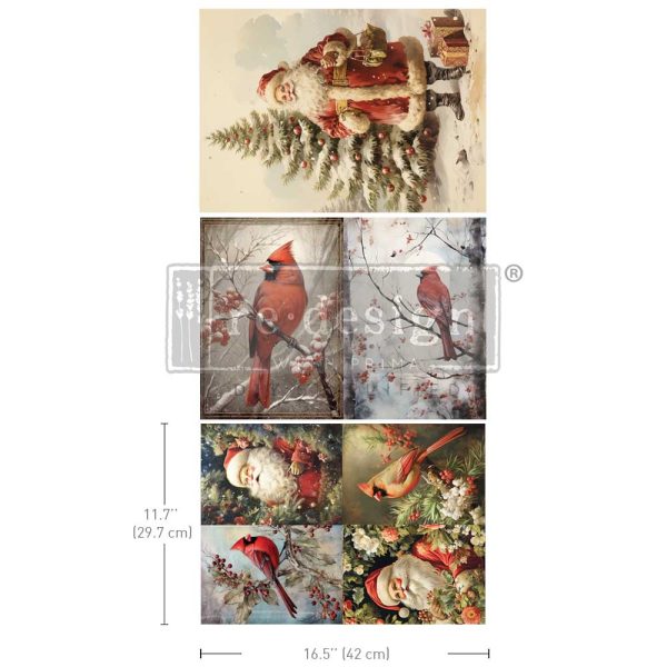 Tear Resistant Redesign with Prima Decoupage Decor Tissue Paper - Festive Cardinal (A3) 12 x16  (3 sheets) Hot on Sale